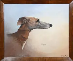 Ashton Booth, Emma' (Portrait of a Whippet or Greyhound), 1977, oil on board