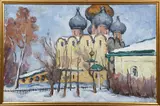 Grigorii Alexandrovich Sretinsky, Winter Landscape with Russian Church, oil on canvas