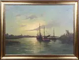 Andries Debeuf, Port Scene, oil on canvas