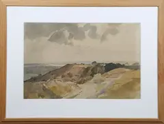 Charles Knight, Sussex Landscape, possibly Bo-Peep towards Cuckmere, watercolour