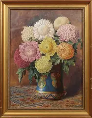 Albert H. Warren, Prize Chrysanthemums, 1870, watercolour