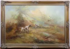 Eugene Kingman, Two Pointers flushing Game, oil on canvas
