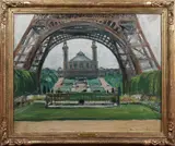 Andre Malterre, Tour Eiffel' (View from beneath the Eiffel Tower, Paris), oil on board
