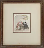 Charles Robert Leslie, A Gentleman and Lady seated on a Sofa, ink with watercolour