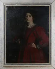 David Muirhead, Three-quarter Length Portrait of a Lady wearing a Red Dress, 1907, oil on canvas