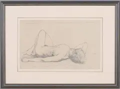 Frederick Arthur Rice, Reclining Female Nude, pencil