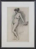 Alford Usher Soord, Standing Female Nude, charcoal