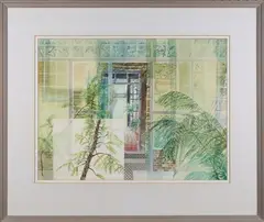 Olwen Jones, Fern House, Botanical Gardens, Cambridge, watercolour