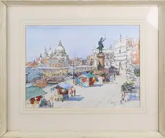 Dorris Kirlew, Venice, Morning Light, 1954, watercolour with ink and gouache
