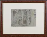 Albert Goodwin, Ely Cathedral, pen with ink and chalk