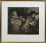 George Sheringham, Theatrical Scene with Harlequin and Pierrot, pastel with coloured chalks