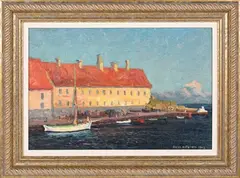 Oscar Hullgren, Scandinavian Harbour Scene, 1902, oil on canvas-board