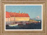 Oscar Hullgren, Scandinavian Harbour Scene, 1902, oil on canvas-board