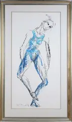 Tom Merrifield, Dancer, charcoal and pastel