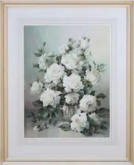 Jack Carter, Still Life with White Roses in a Glass Vase, 1978, watercolour