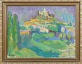 Raymond Fraggi, Continental Hilltop Town, oil on canvas