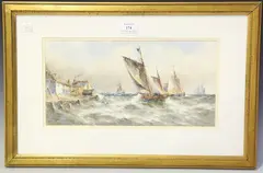 R Thomas, Ramsgate' and 'Portsmouth, 1912, a pair of watercolours heightened with gouache