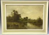 Henry John Kinnaird, View along a River towards a Harvesting Scene
