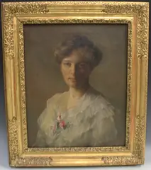 Alexander MacDonald, Half Length Portrait of a Lady wearing a White Dress, 1906, oil on canvas