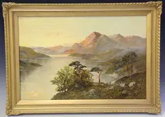 Highland Loch Scene by F. E. Jamieson, oil on canvas, sold Apr 2022