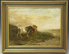 Daniel L. Couch, Two Cows in a Landscape, oil on canvas