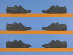 Richard Davidson, Six Pairs of Shoes, early 21st century oil on canvas