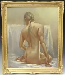 John Silver, Kneeling Female Nude, oil on canvas