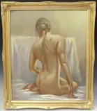 John Silver, Kneeling Female Nude, oil on canvas