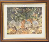 Michael P. Jevon, Four Hedgehogs, 2001, mixed media on board