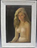 Nicholas Egon, Seated Female Nude, oil on board