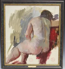 Patrick Lambert Larking, Seated Female Nude Study, oil on canvas laid onto board