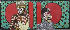 Felicity Joyce, African Figures, oil on canvas triptych