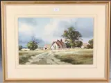 Denis Pannett, Farm Buildings near Steyning, watercolour