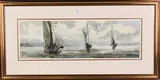 Frederick H. Brown, Sailing Vessels in an Estuary, watercolour with ink