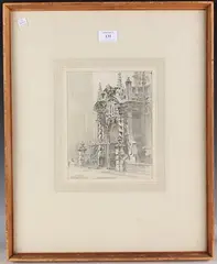 William Sidney Causer, Renaissance Doorway, St Mary's Oxford, pencil with wash