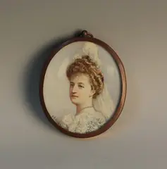 Gertrude S. Hellier, Oval Miniature Portrait of a Lady wearing a White Dress, 1905, watercolour on ivory