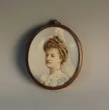 Gertrude S. Hellier, Oval Miniature Portrait of a Lady wearing a White Dress, 1905, watercolour on ivory
