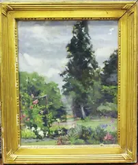 Katherine Parsons, In a Sussex Garden, oil on board