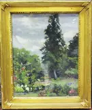 Katherine Parsons, In a Sussex Garden, oil on board