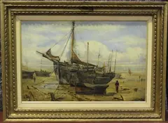 William Joseph J. C. Bond, Boats ashore near Carnarvon, 1886, oil on board