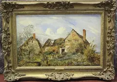 Cottages by William Joseph J. C. Bond, oil on board, sold Jan 2022