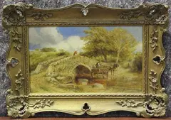 Horse and Cart crossing a Ford near a Stone Bridge by William Joseph J. C. Bond, oil on panel, sold Jan 2022