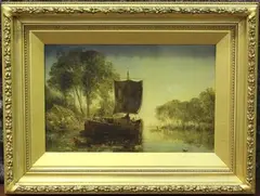 William Joseph J. C. Bond, Sailing Vessel on a River, oil on panel