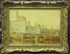 William Joseph J. C. Bond, Aber Ferry' (Carnarvon Castle, Wales) late 19th/early 20th century oil on panel