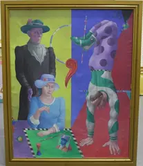 Patrick Burke, Acrobat and Circus Performers, oil on canvas