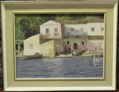 Michael Stokoe, Mediterranean Villa on the Shore, oil on canvas