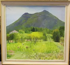 Michael Stokoe, Olive Groves with Mountain beyond, oil on canvas