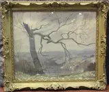 Charles Wheeler, Walnut, Yew, and Old Man's Beard, oil on board
