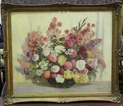 Will Longstaff, Still Life Study of Summer Flowers in a Vase, oil on canvas