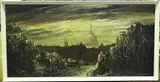 Edward Elliott, View of St Paul's Cathedral over Bomb-damaged Buildings, oil on board
